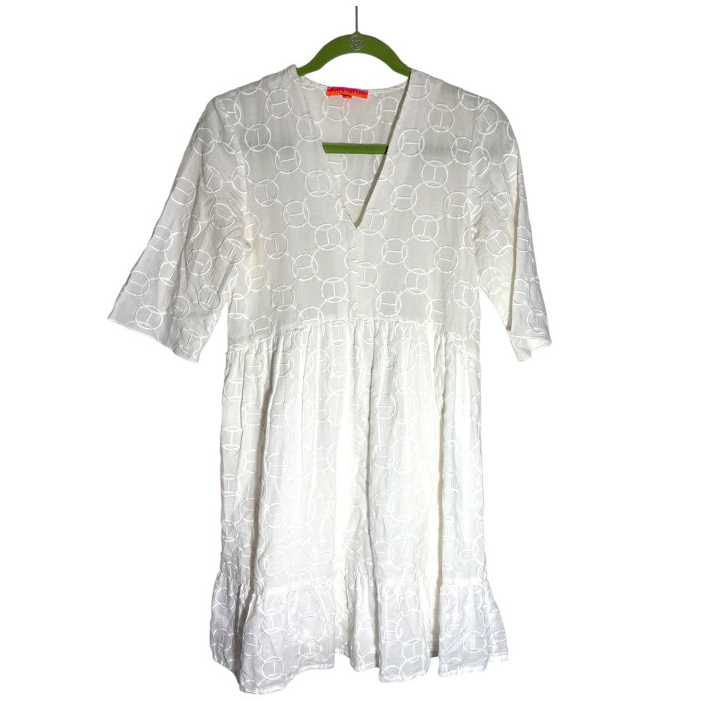 Vilagallo Italy White Embroidered Dress sz 38/ US S Cotton